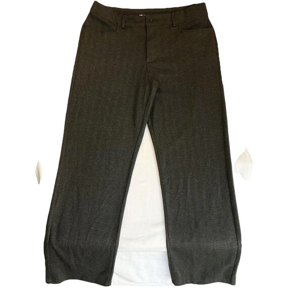 Lee Women Pants 14 MEDIUM Gray Herringbone Dress Pants Button 33" Inseam Comfort - Picture 1 of 10